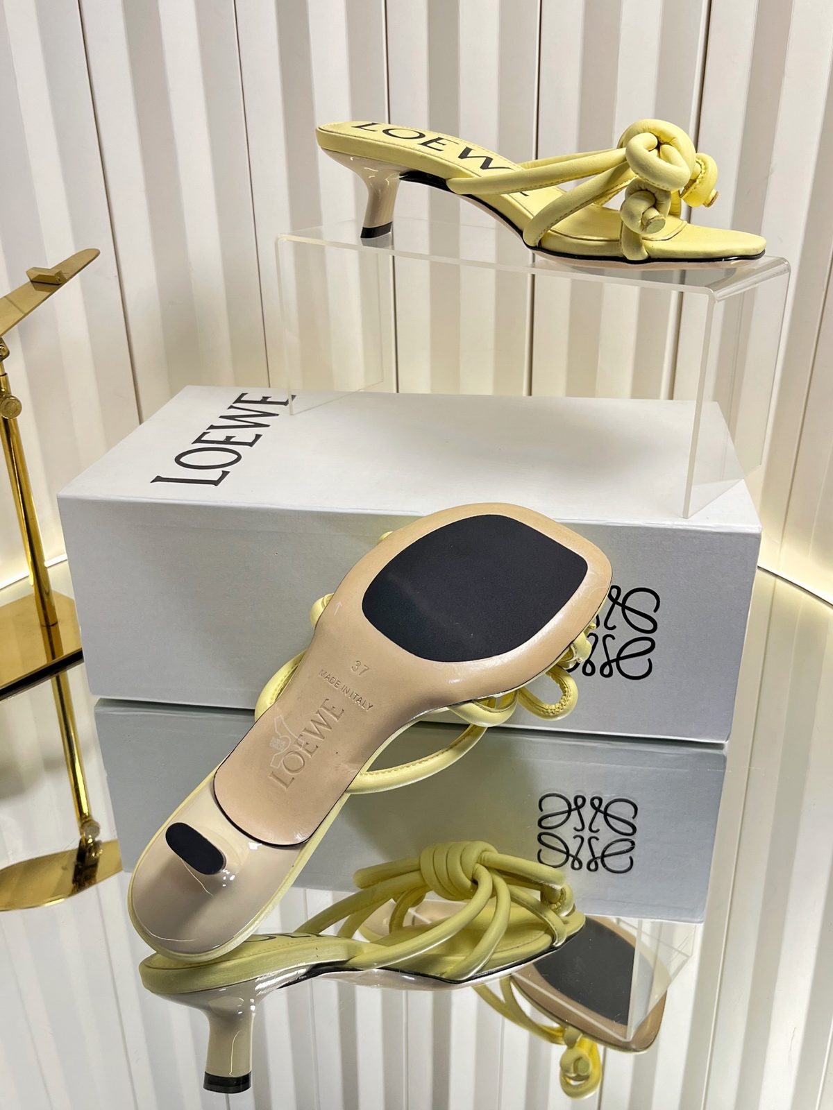Loewe Leather Mule Sandal Yellow