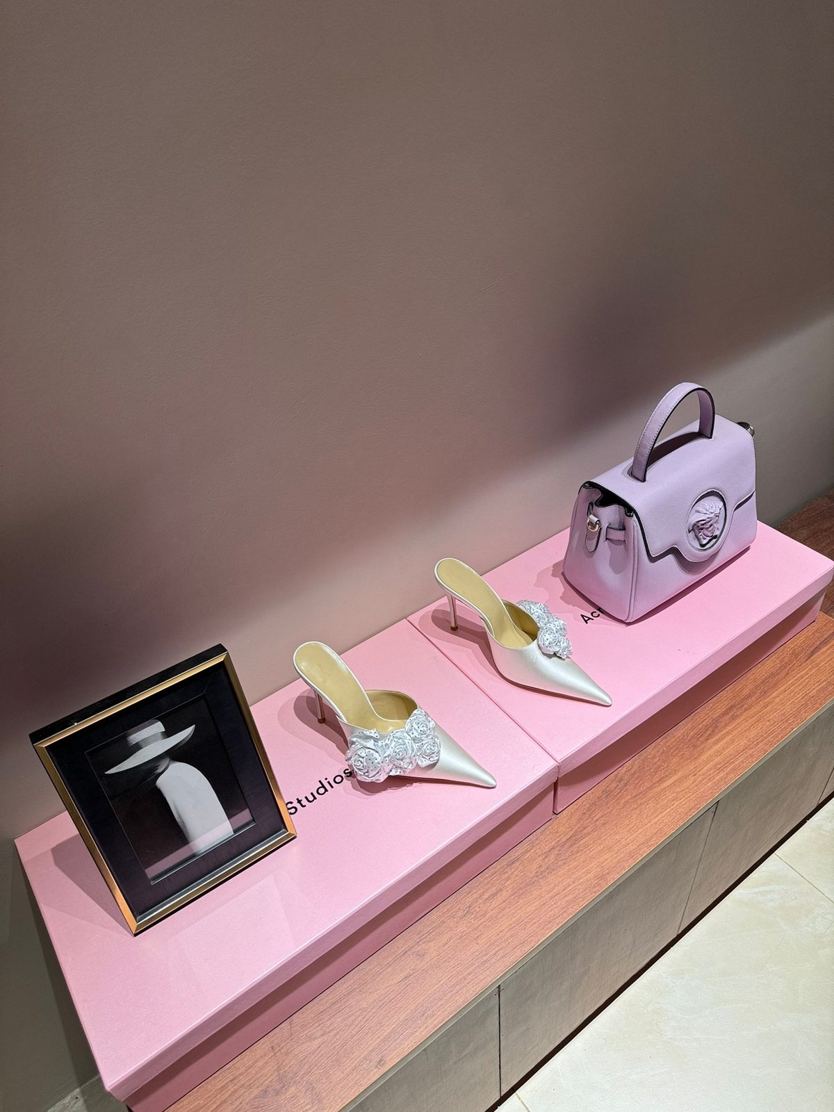 Versace Medusa Leather Handbag Lavender