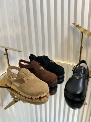 Prada Leather Platform Clog Mule