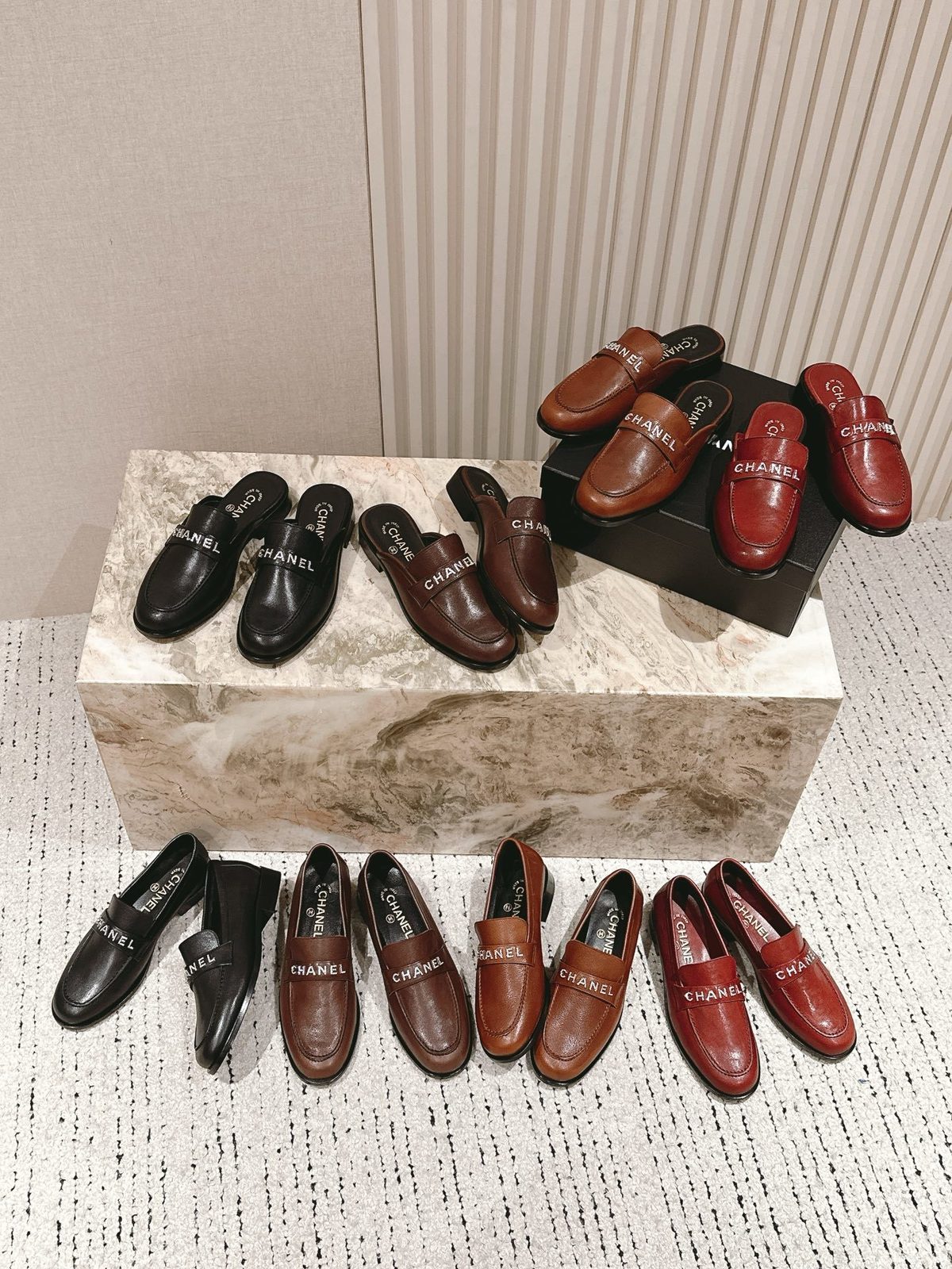 Chanel Leather Loafer Mule Slippers