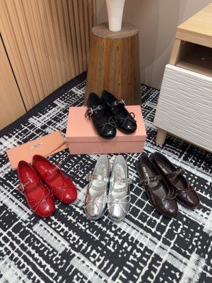 Miu Miu Metallic Leather Ballet Flat
