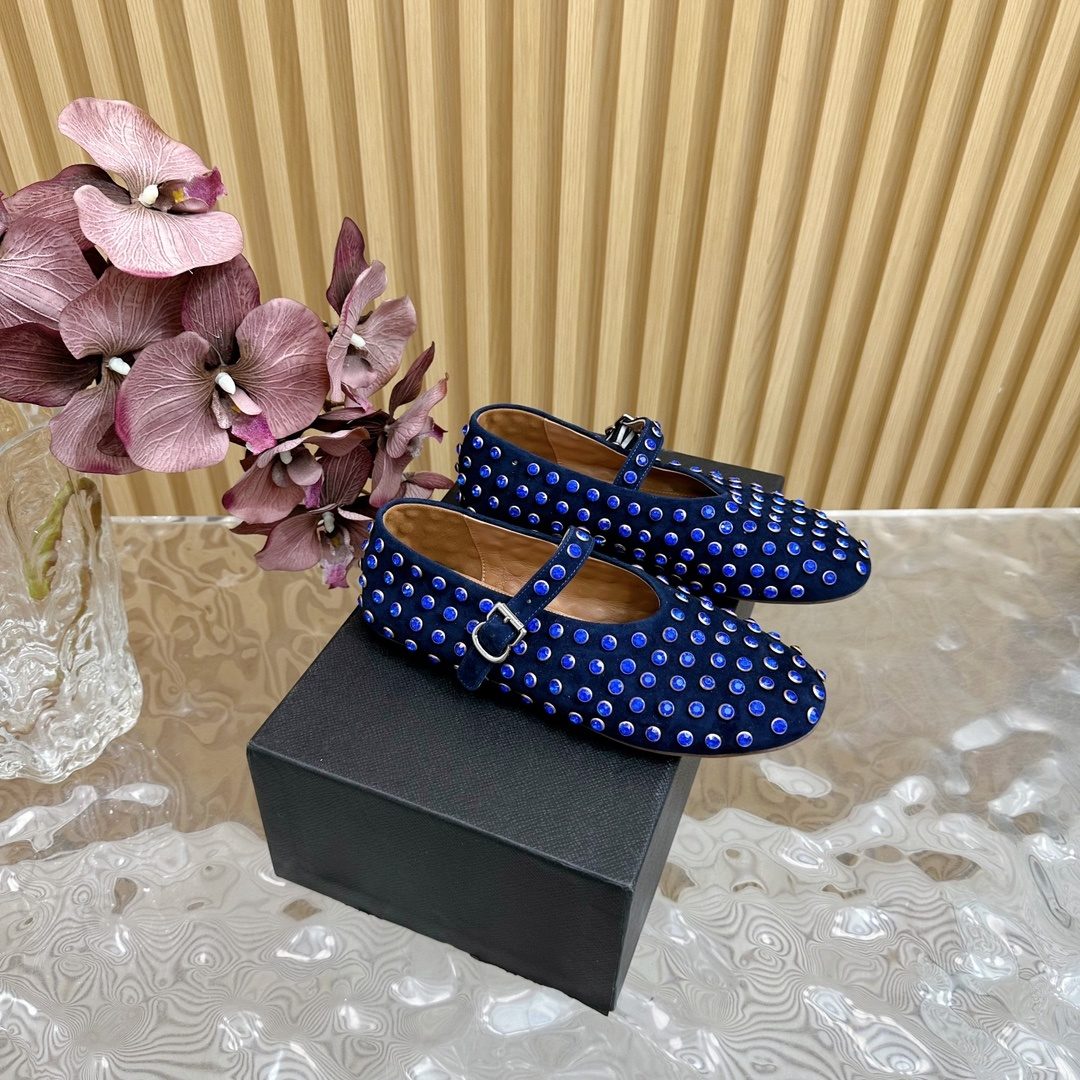 Nada Blue Studded Suede Loafer Shoes