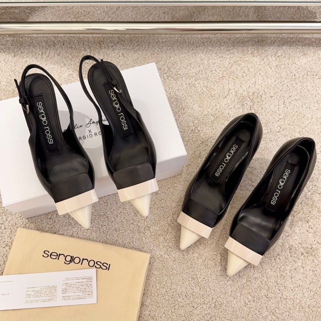 Sergio Rossi Black Leather Platform Pumps