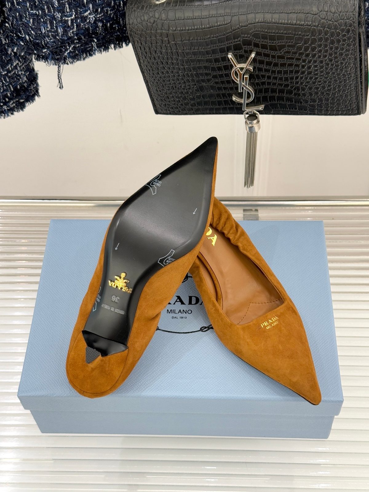 Prada Suede Pointed Toe Pump