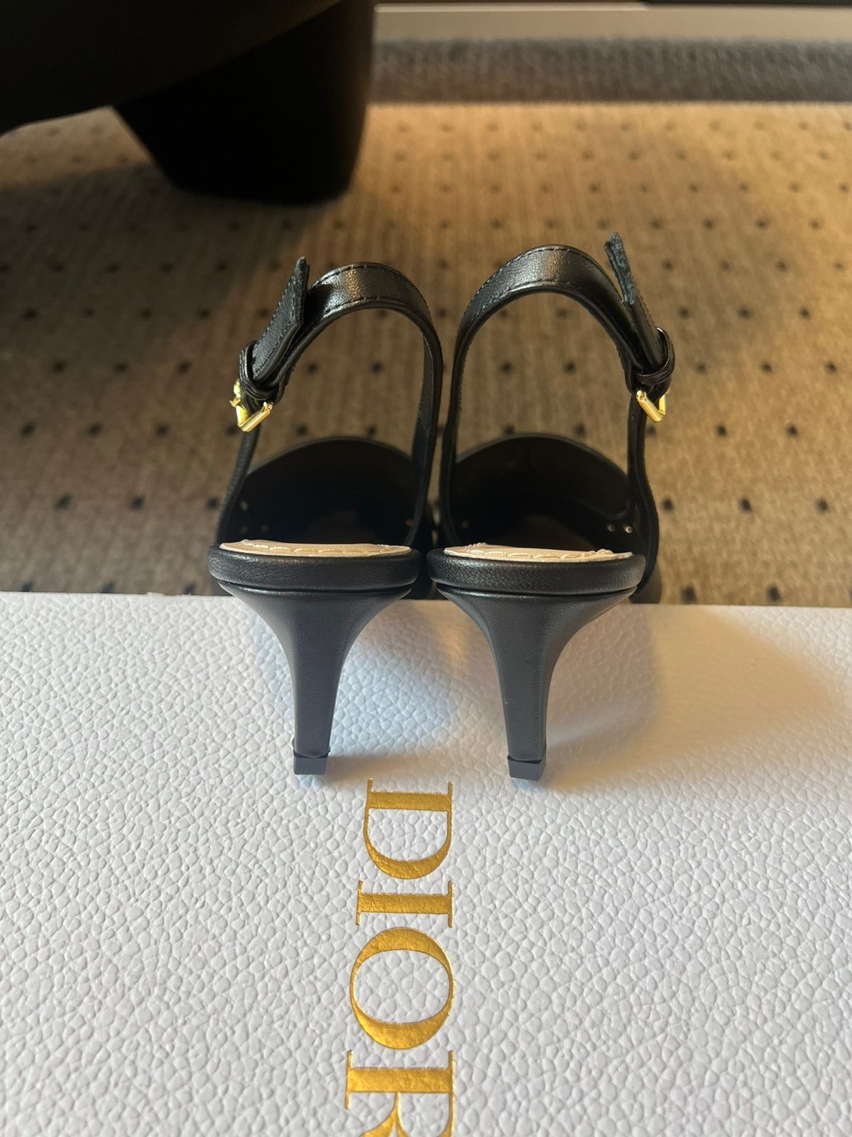 Christian Dior Black Leather Slingback Heels