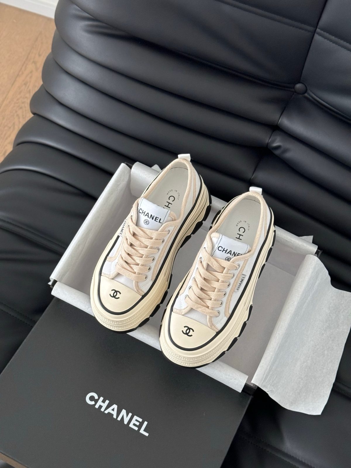 Chanel CC Logo Canvas Sneakers