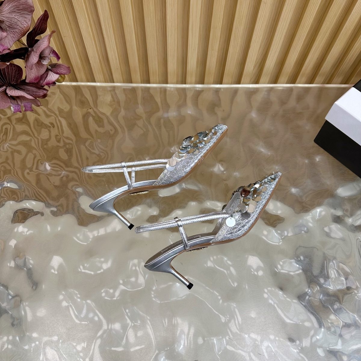 Bling Wang Sequin Embellished Slingback Heels
