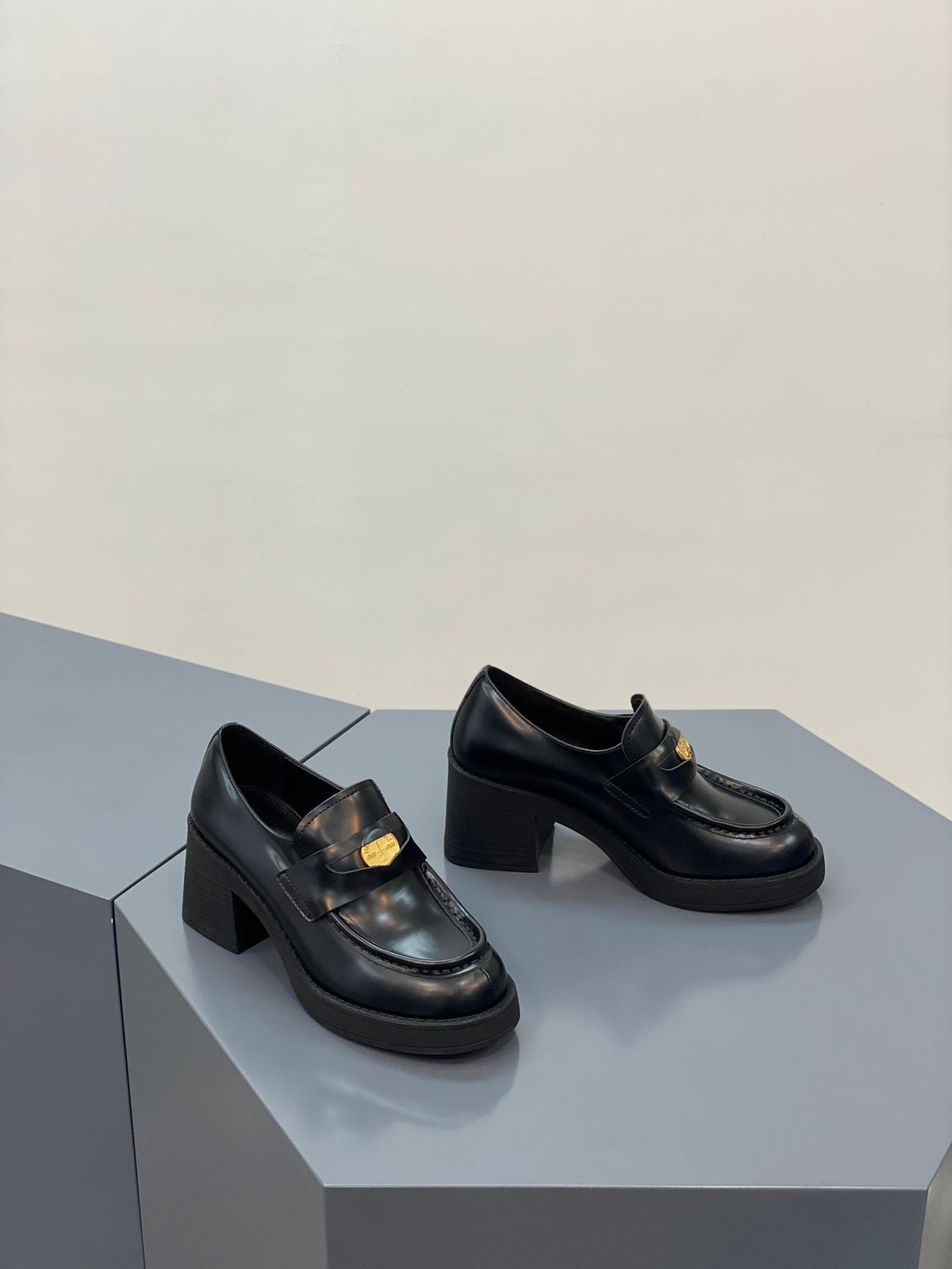 Miu Miu Leather Platform Loafer Pumps