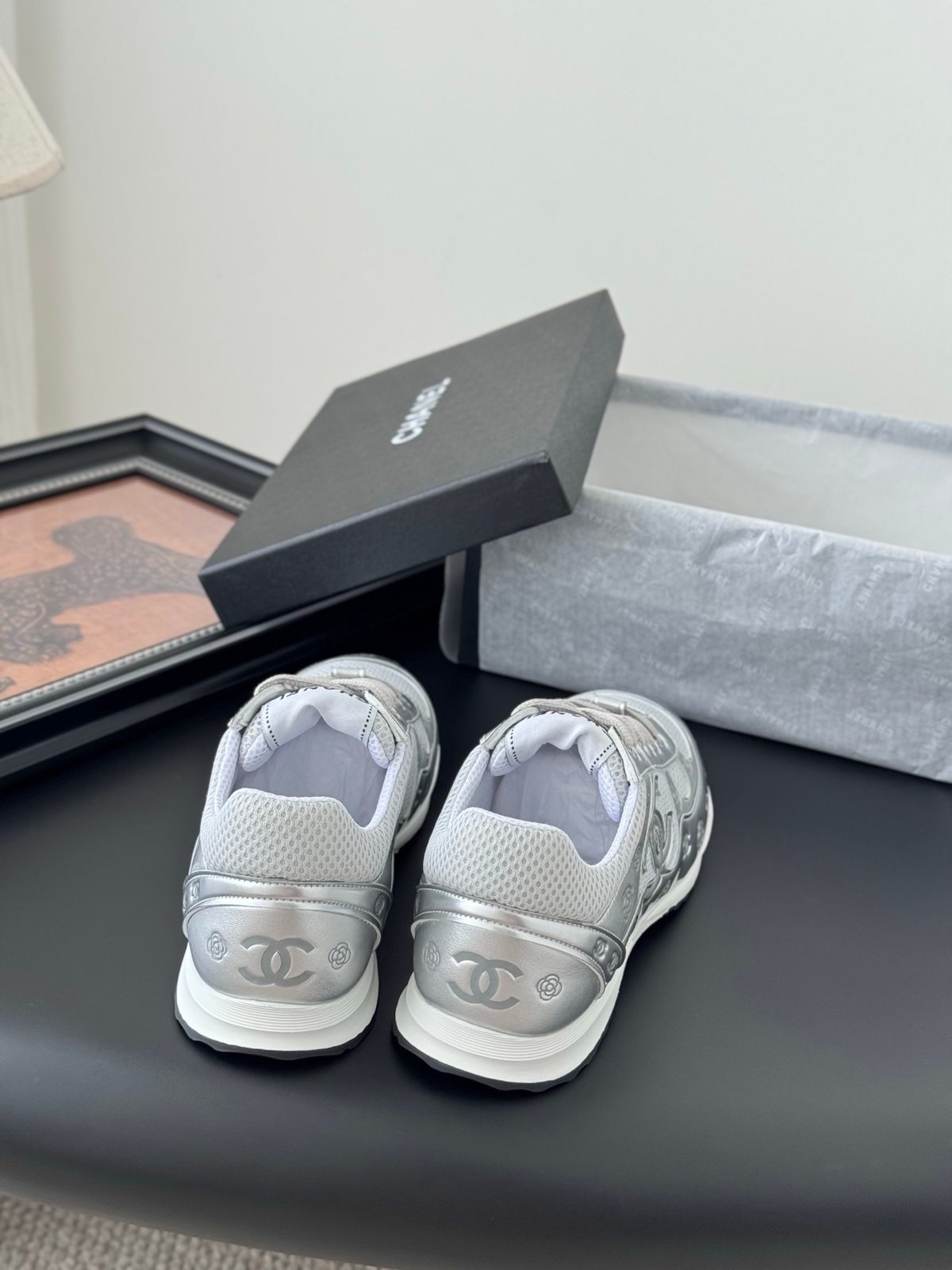 Chanel CC Logo Mesh Sneakers White