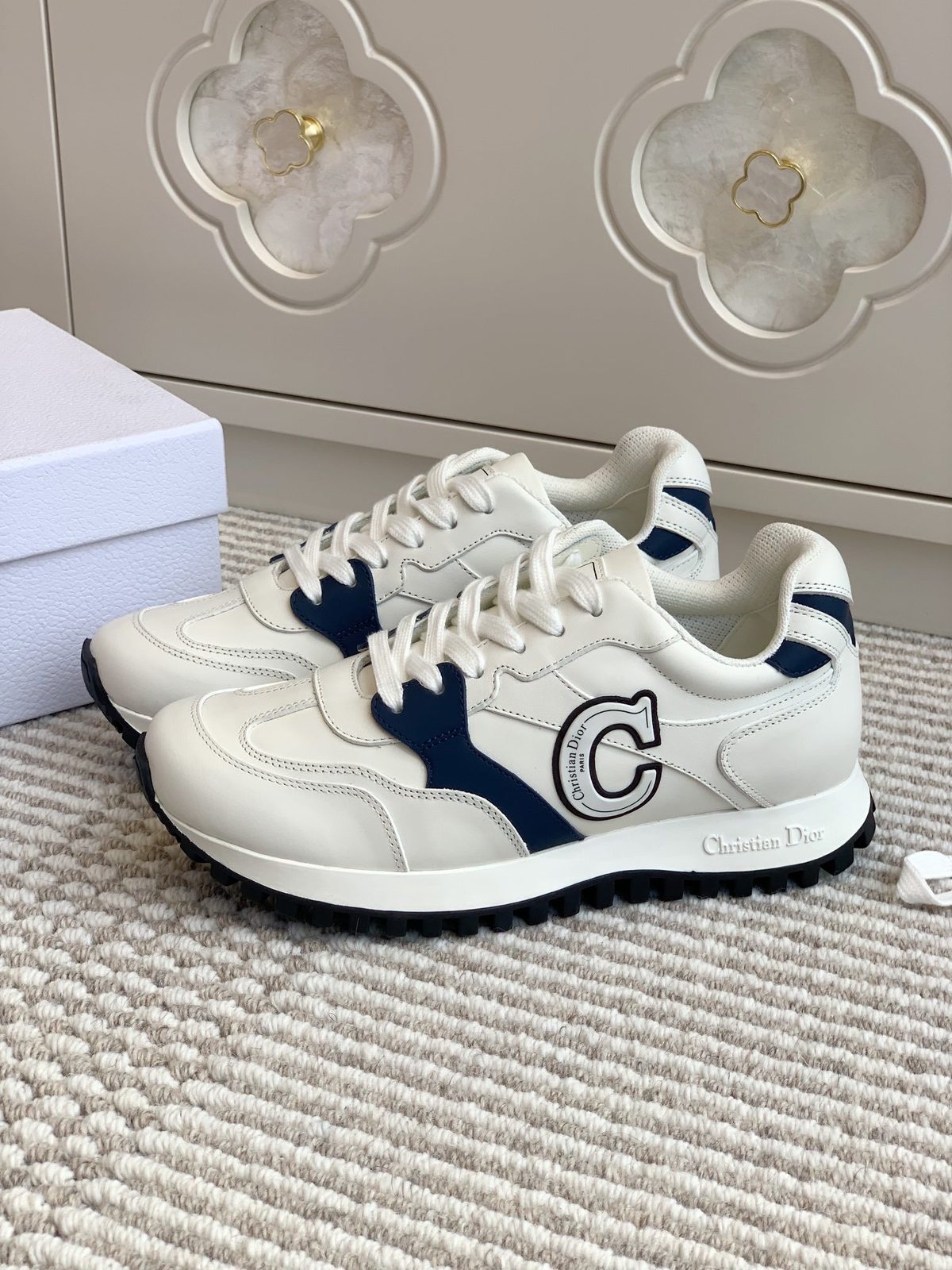 Christian Dior CD Logo Sneakers White Navy
