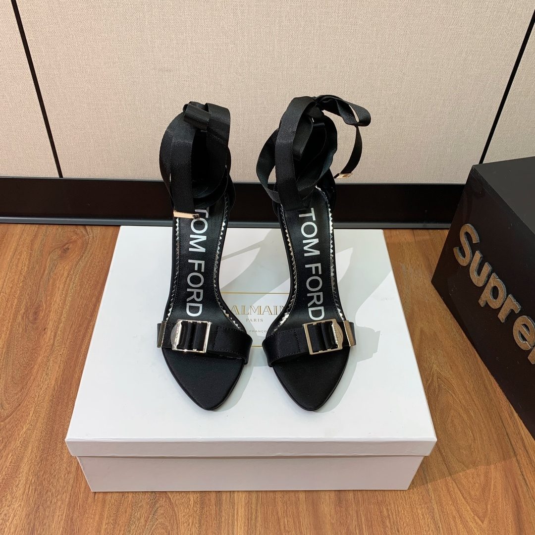 Tom Ford Black Suede Ankle Strap Heels