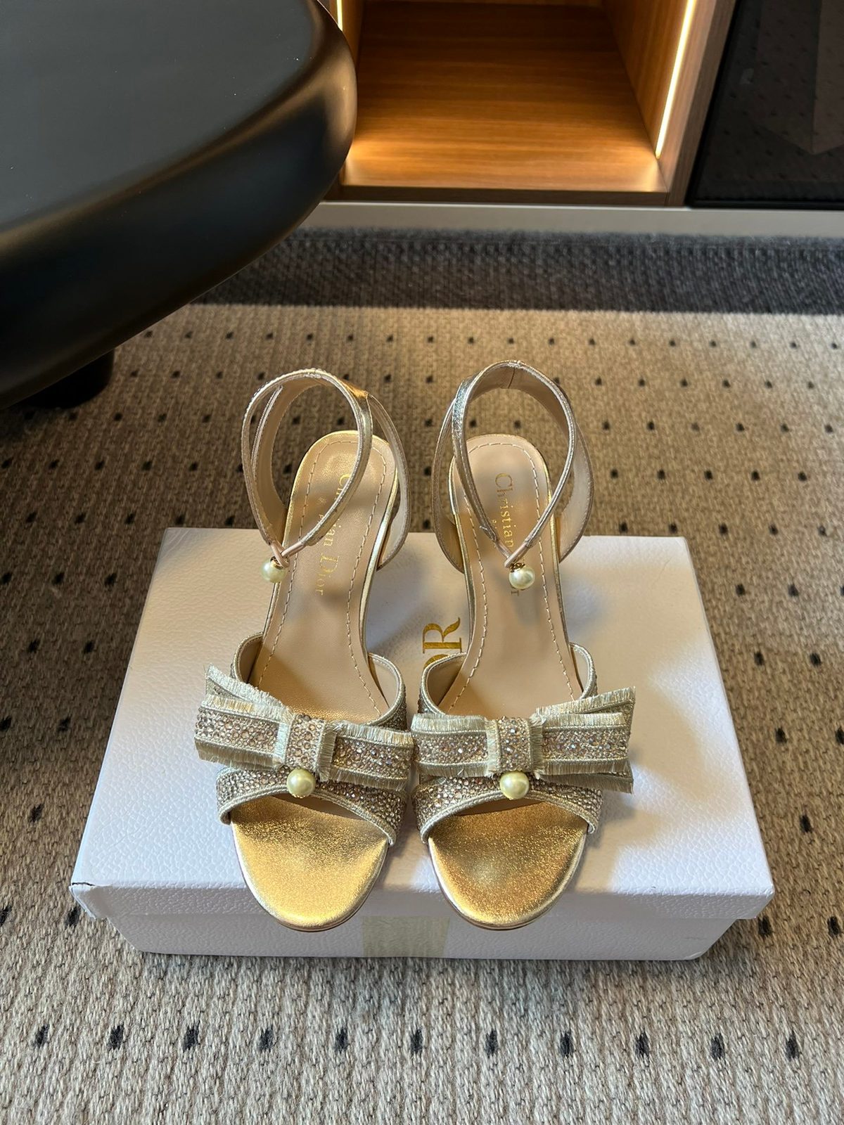 Chloe Paris Embellished Bow Leather Sandals