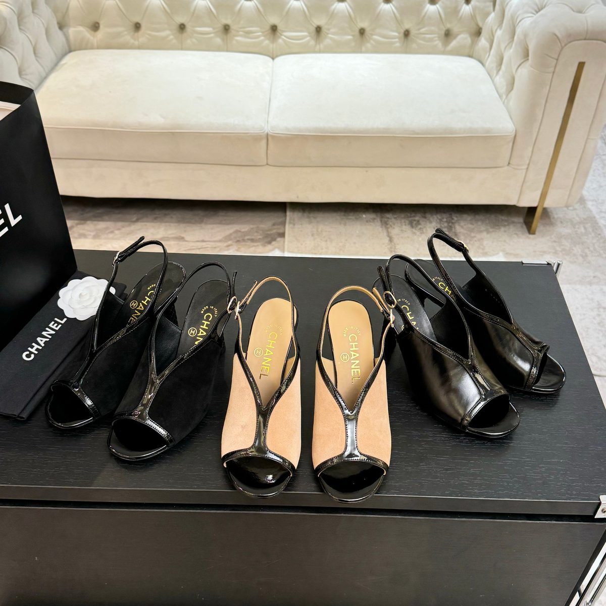 Chanel Patent Leather Slingback Heels