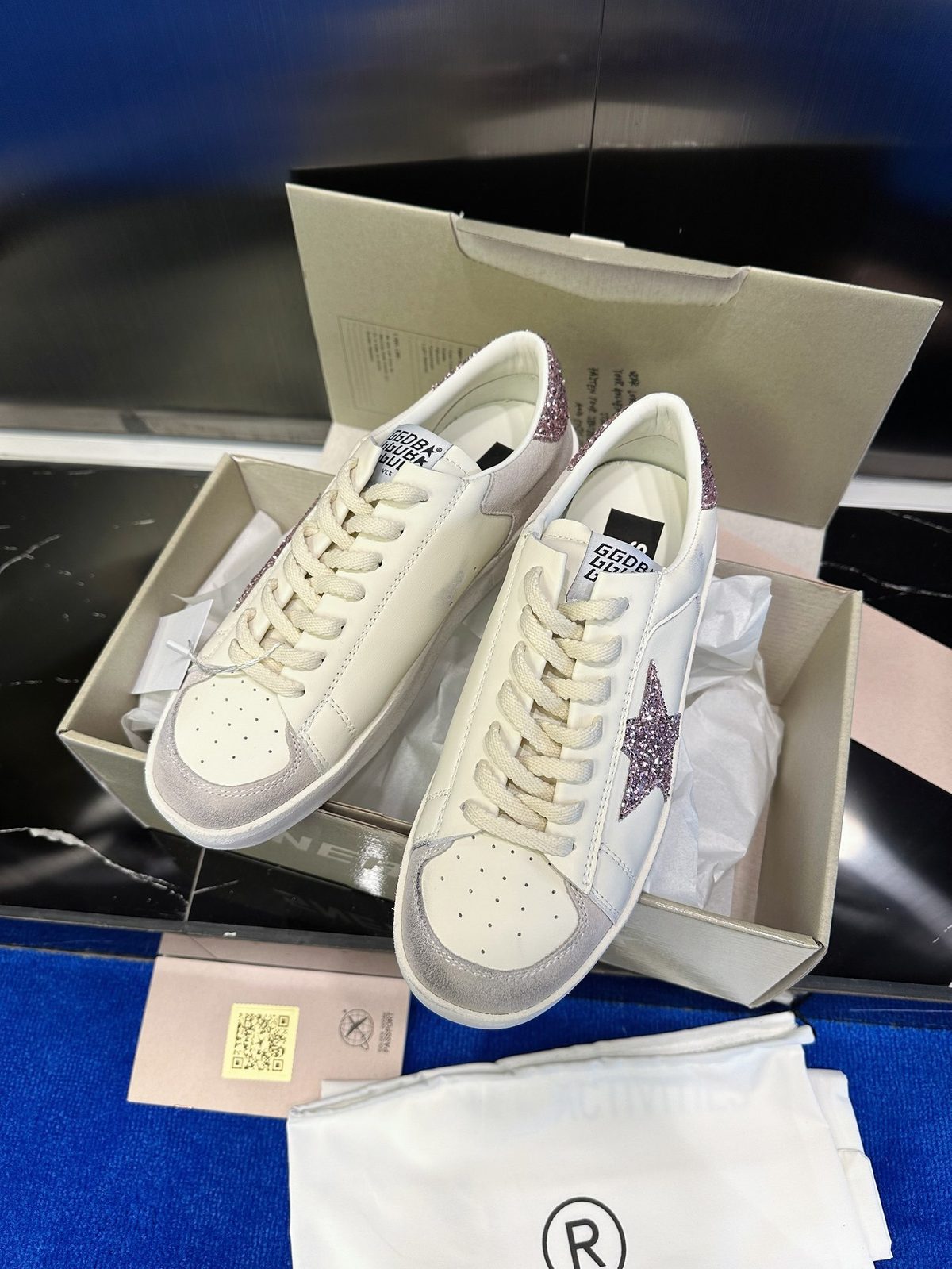 Golden Goose Glitter Star Leather Sneakers