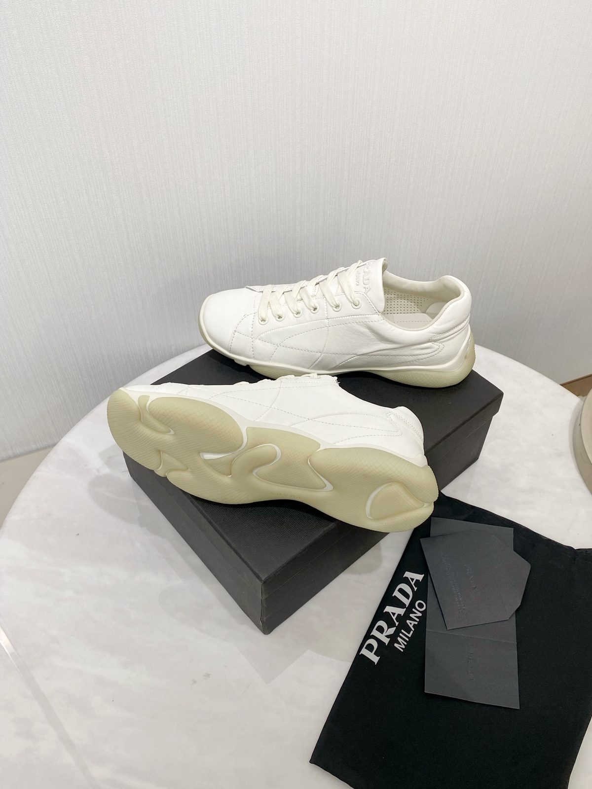 Prada Milano White Leather Lace-Up Sneakers
