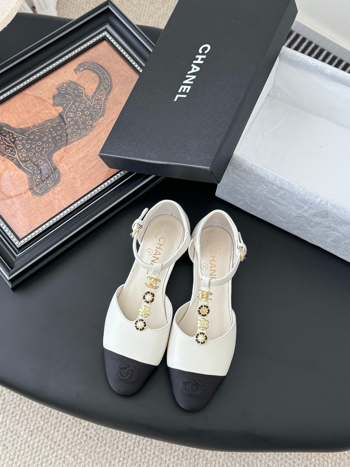 Chanel White Leather Ballet Pointe Shoes