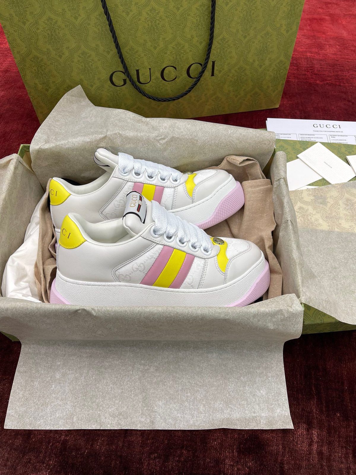 Gucci Platform Sneaker White Pink Yellow