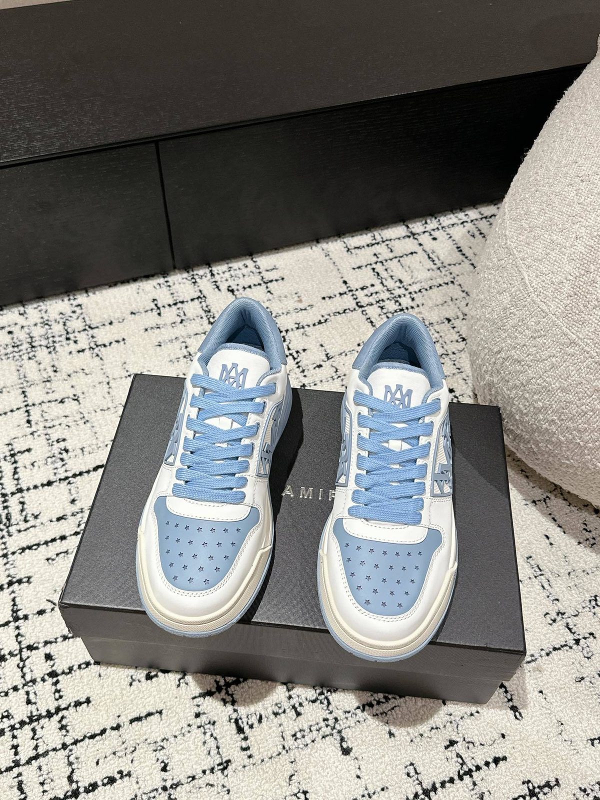 Amiri Leather Low-Top Sneakers Blue White