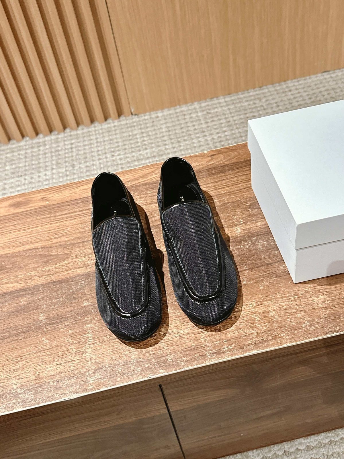 Black Denim Loafer Slip-On Shoes