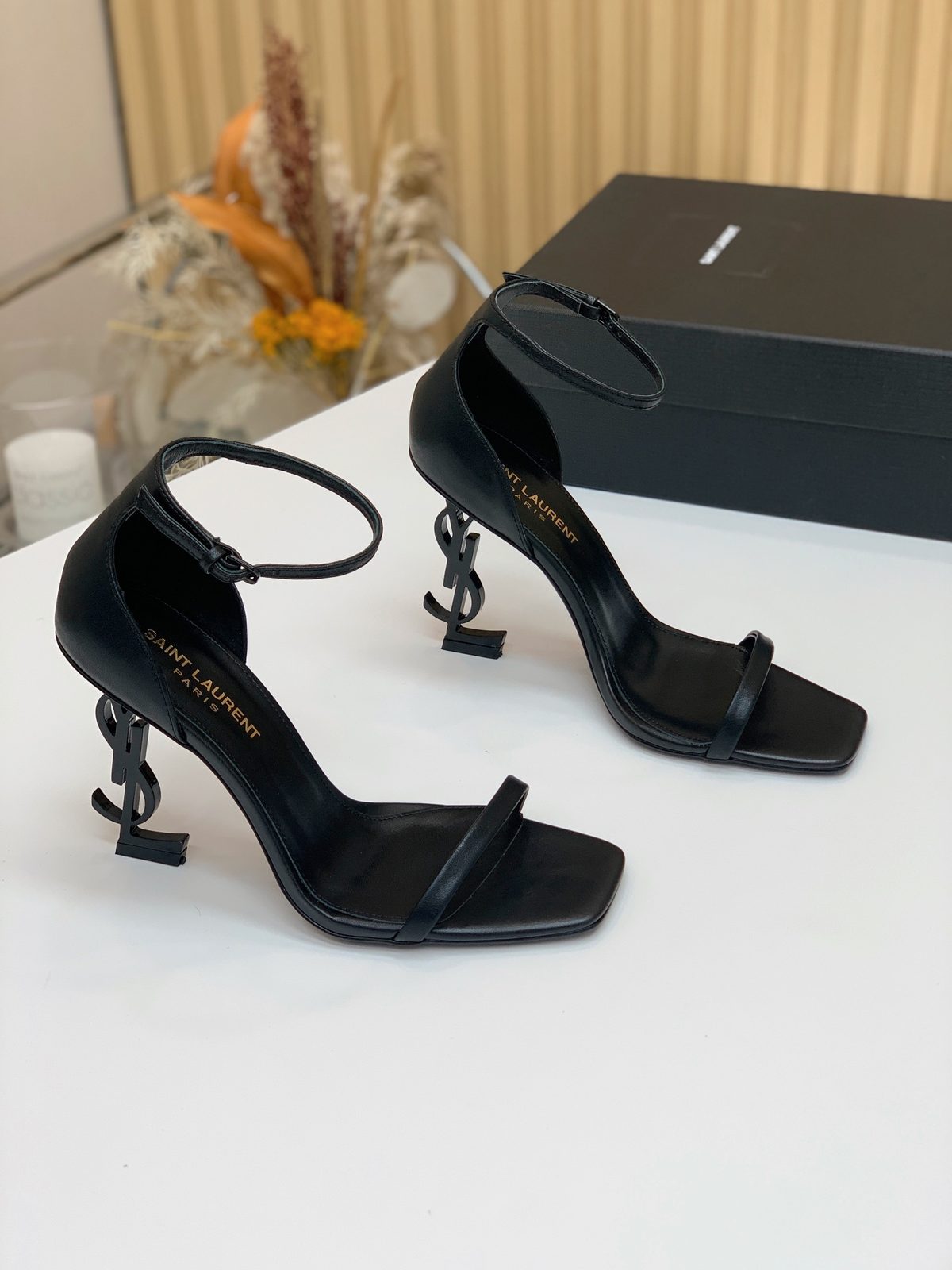 Saint Laurent YSL Ankle Strap Heeled Sandals