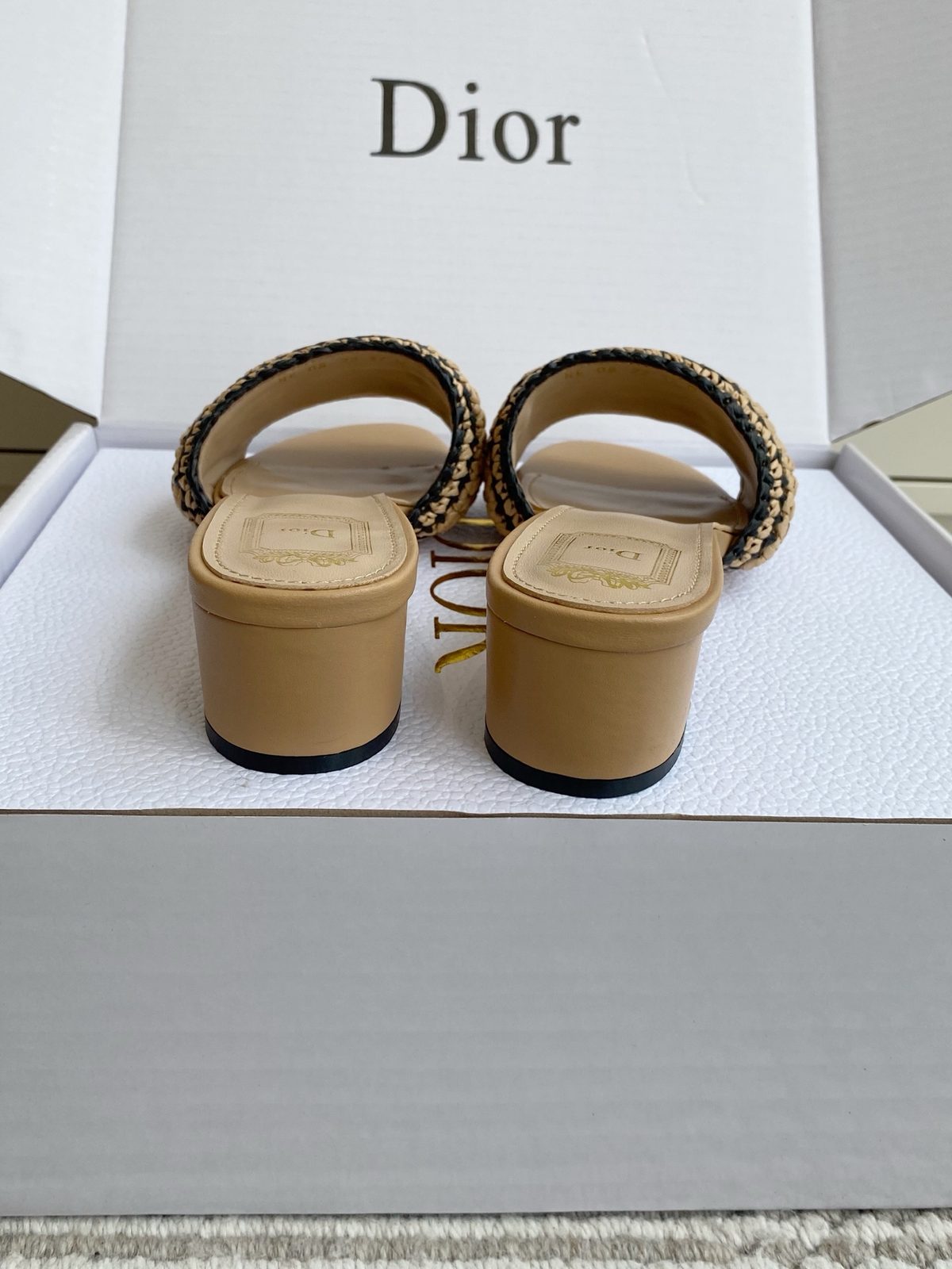 Dior D-Lux Embroidered Canvas Slide Beige
