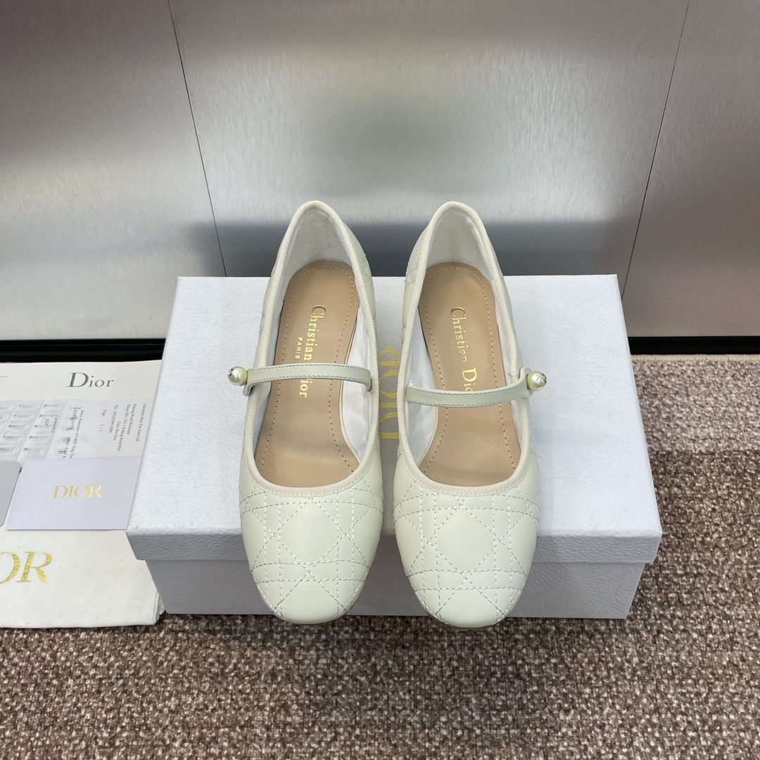 Dior Baby D-Ballet Quilted Mary Jane Flats