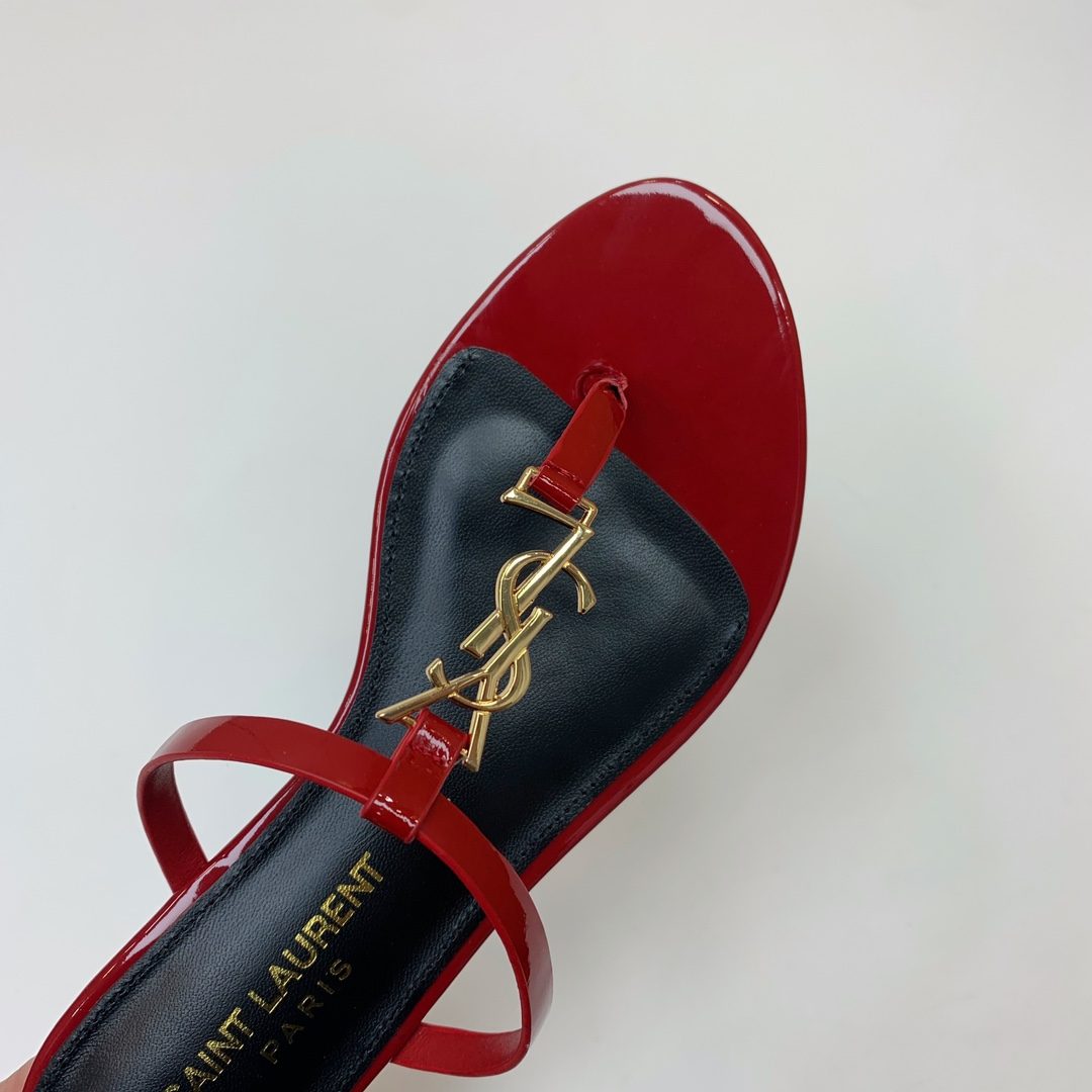 Saint Laurent Patent Leather T-Strap Sandal