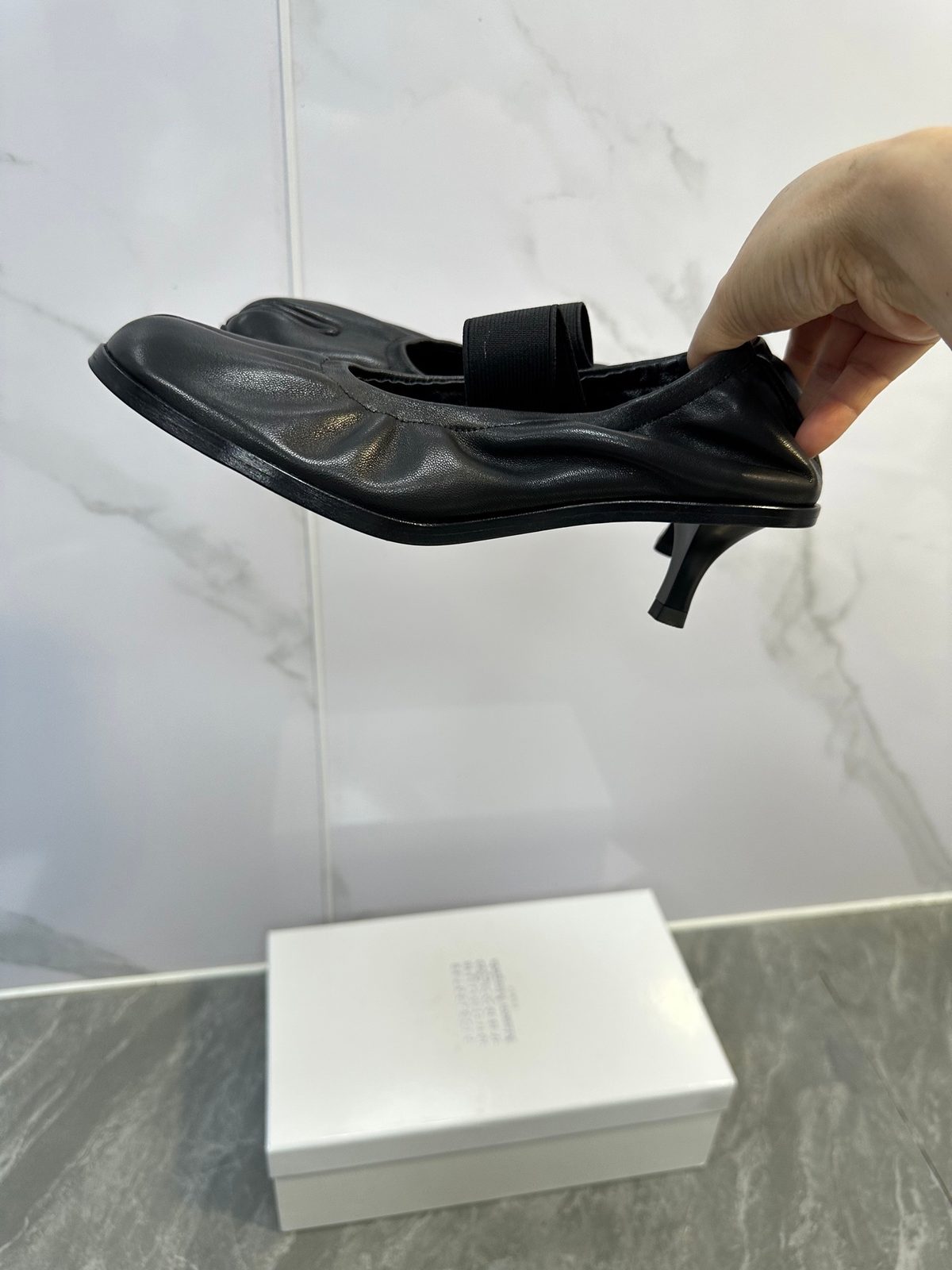 Luxury Black Leather Kitten Heel Mule