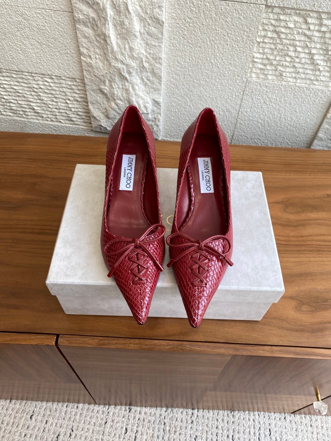Jimmy Choo Python Leather Pointed Flats