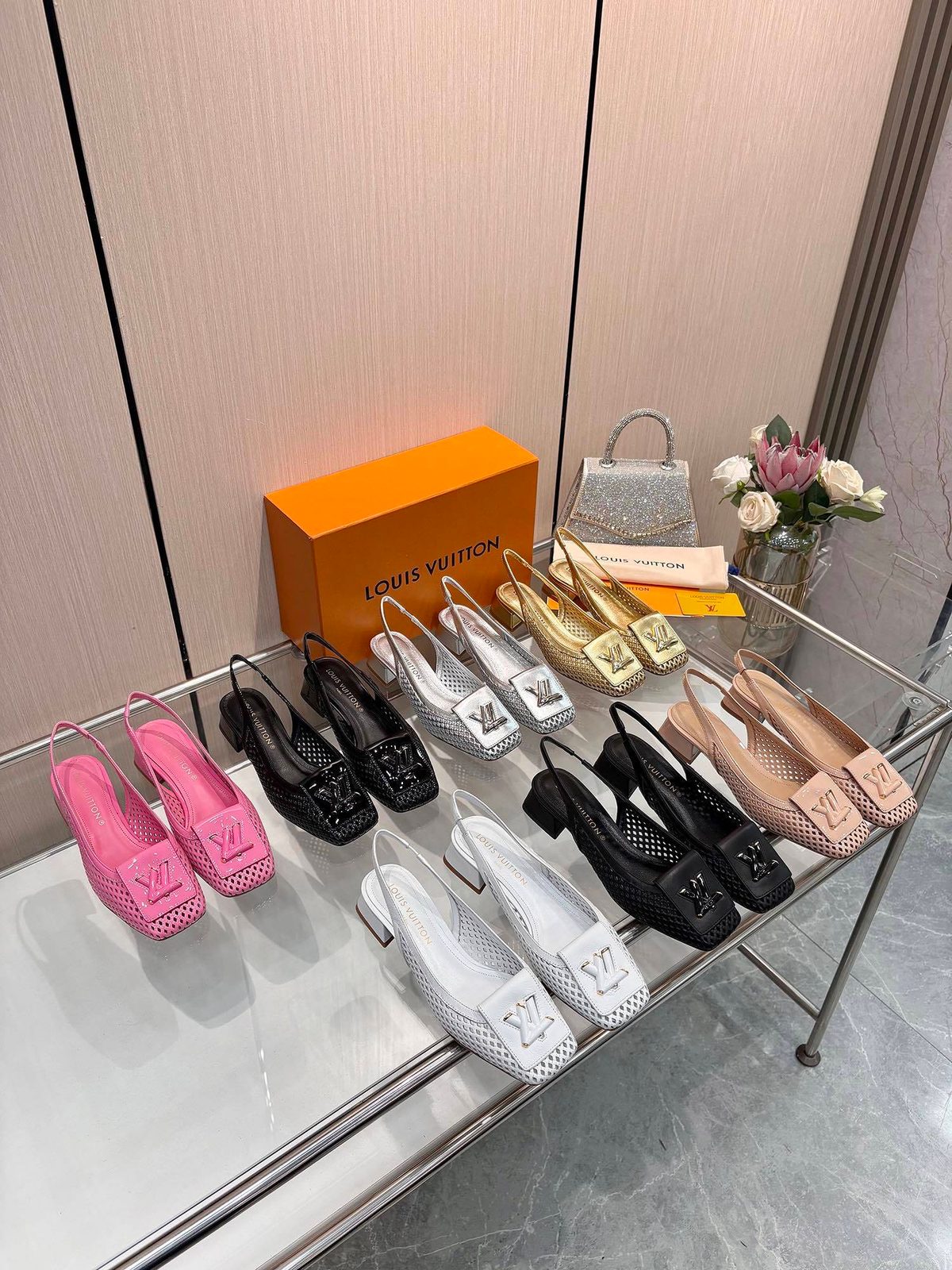 Louis Vuitton Perforated Mesh Slingback Heels