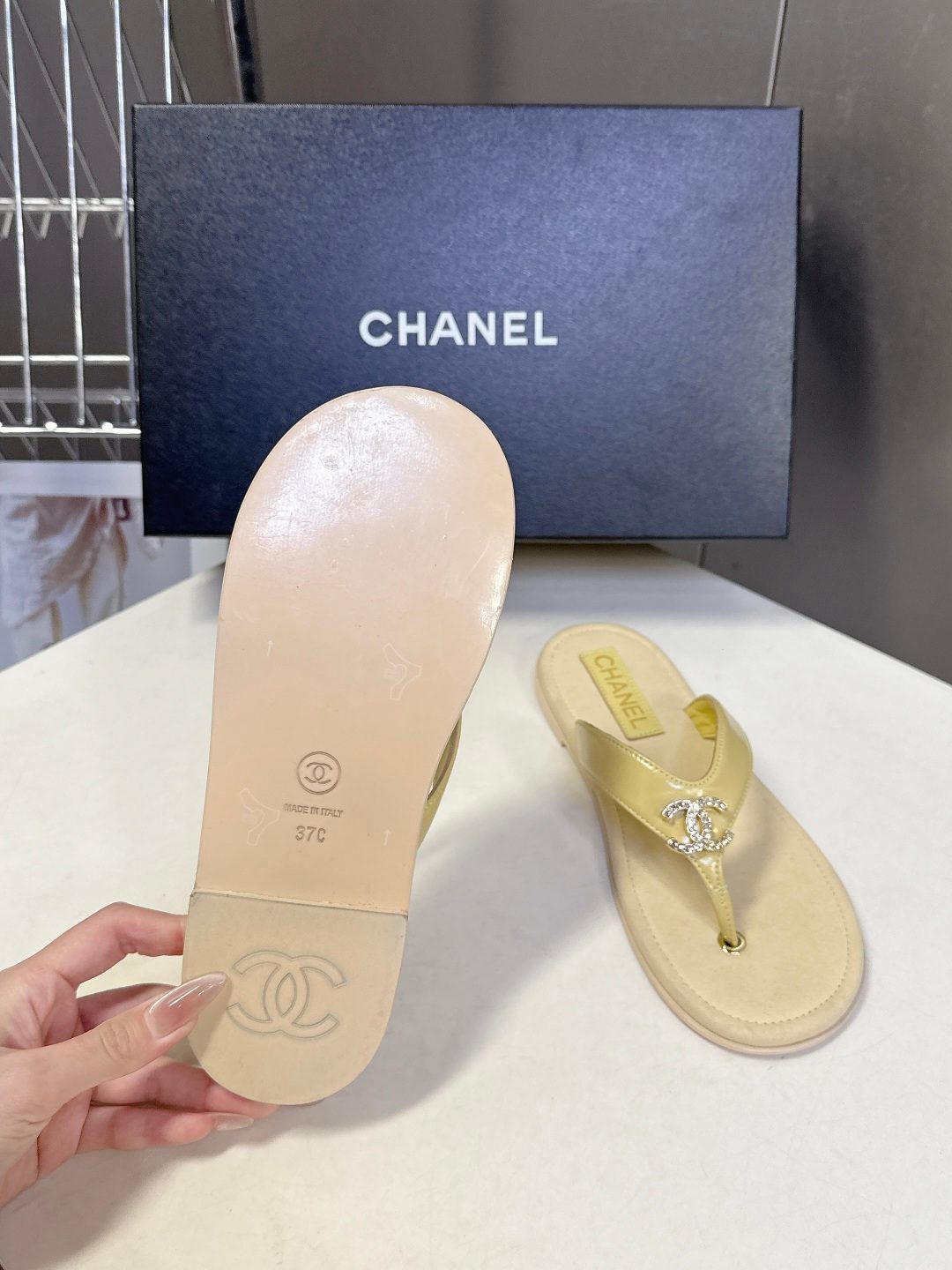 Chanel Thong Sandal Yellow/Cream