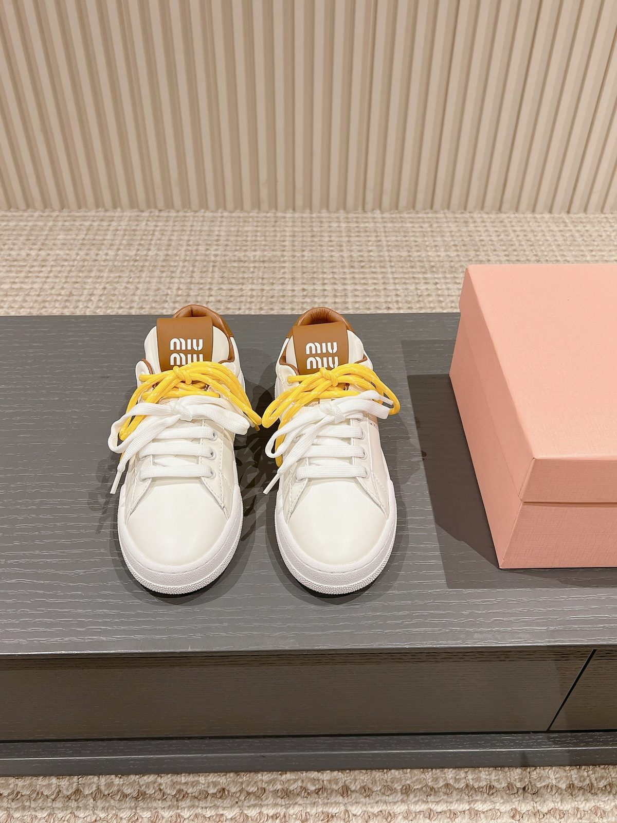 Miu Miu White Leather Low-Top Sneakers