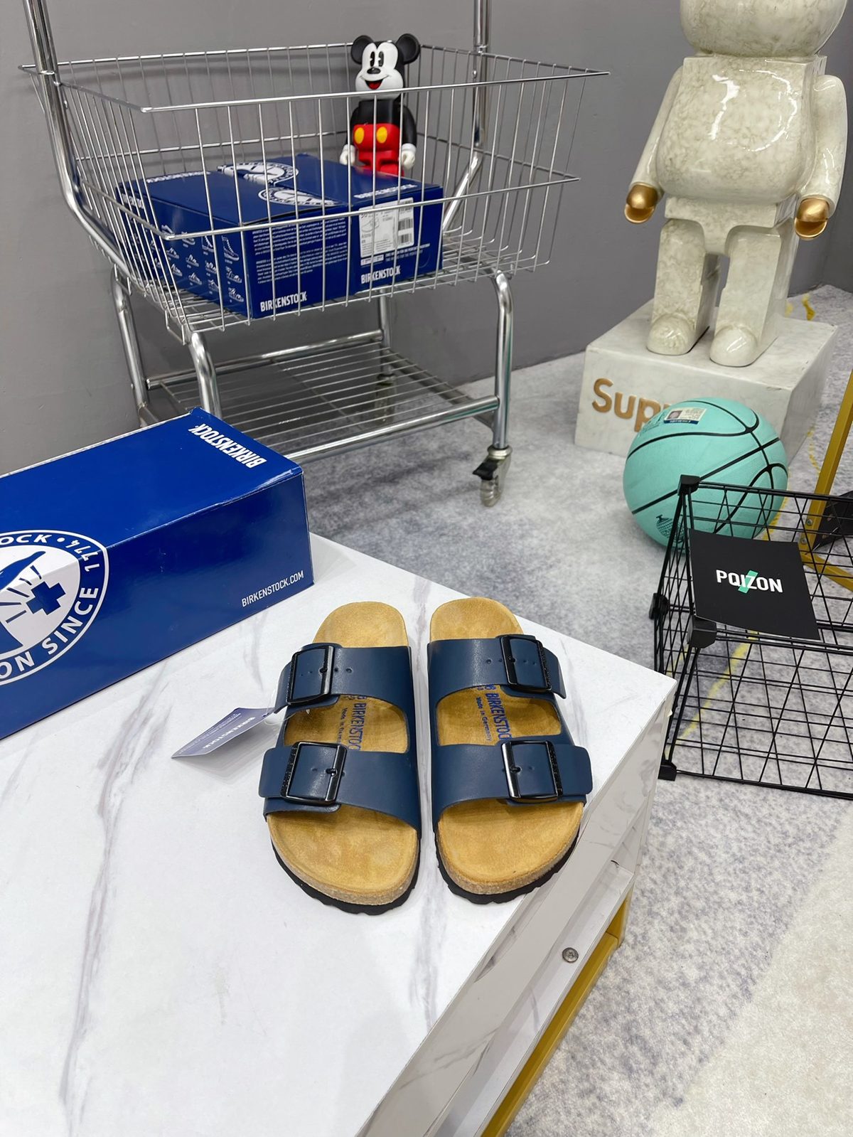 Birkenstock Arizona Navy Leather Sandals