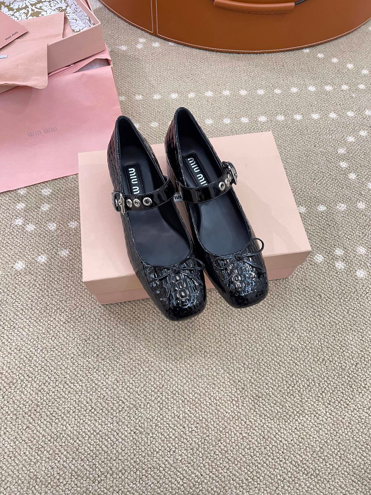 Miu Miu Croc-Embossed Mary Jane Flats