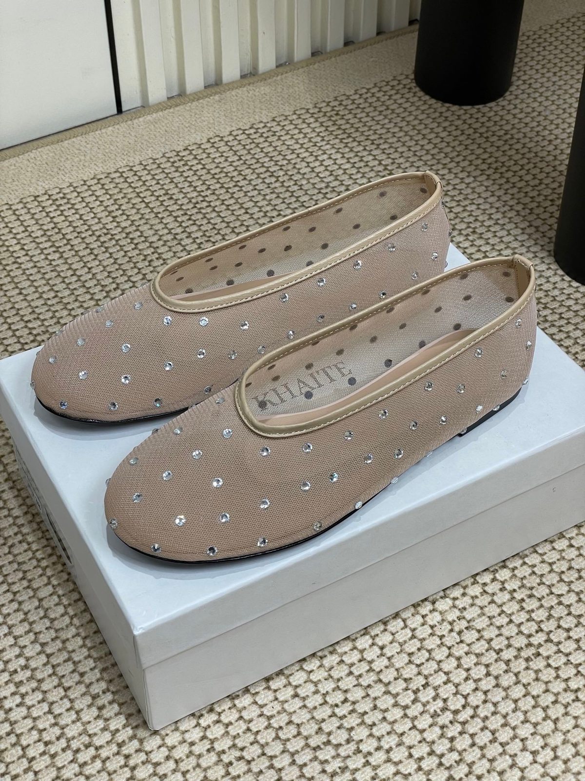 Khaite Embellished Canvas Ballet Flats