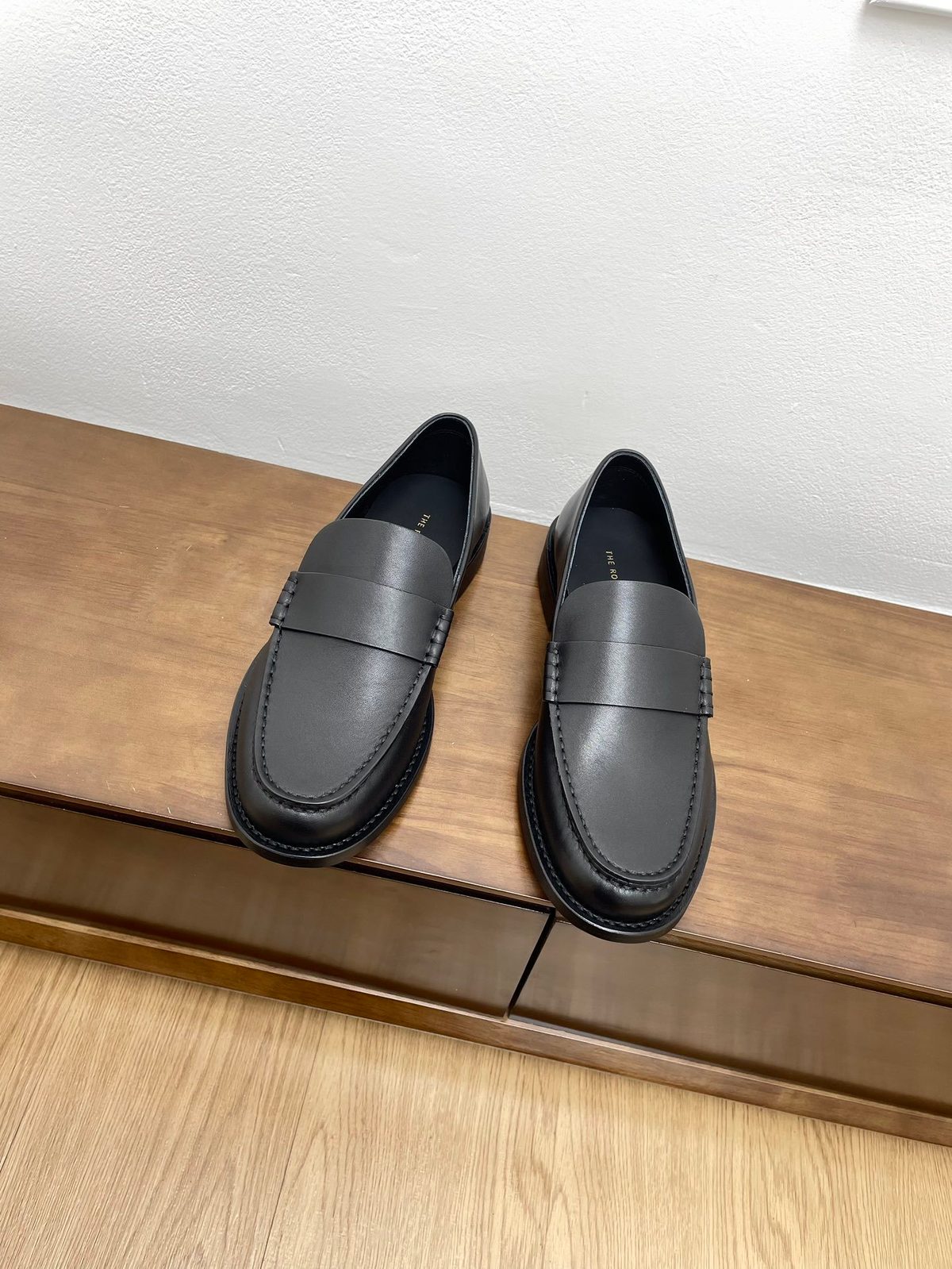 Black Leather Loafer with Penny Strap