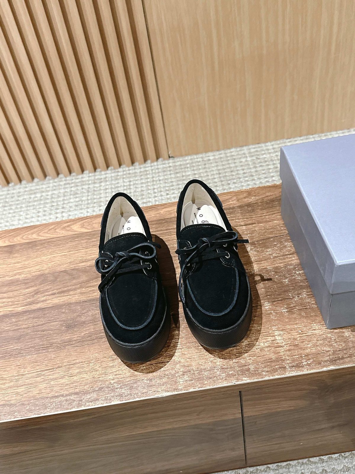 Black Suede Platform Boat Shoes