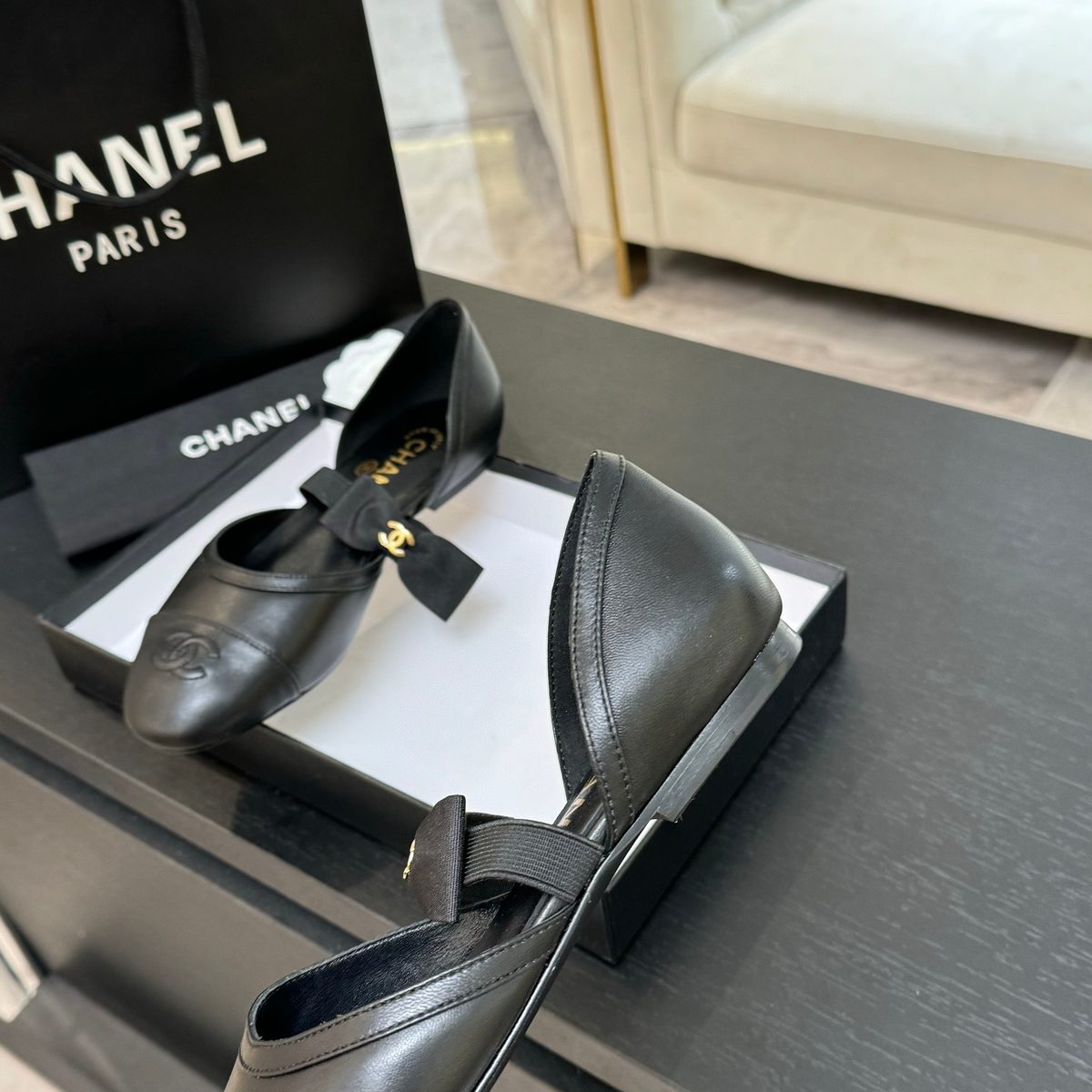 Chanel Black Leather Mary Jane Loafers