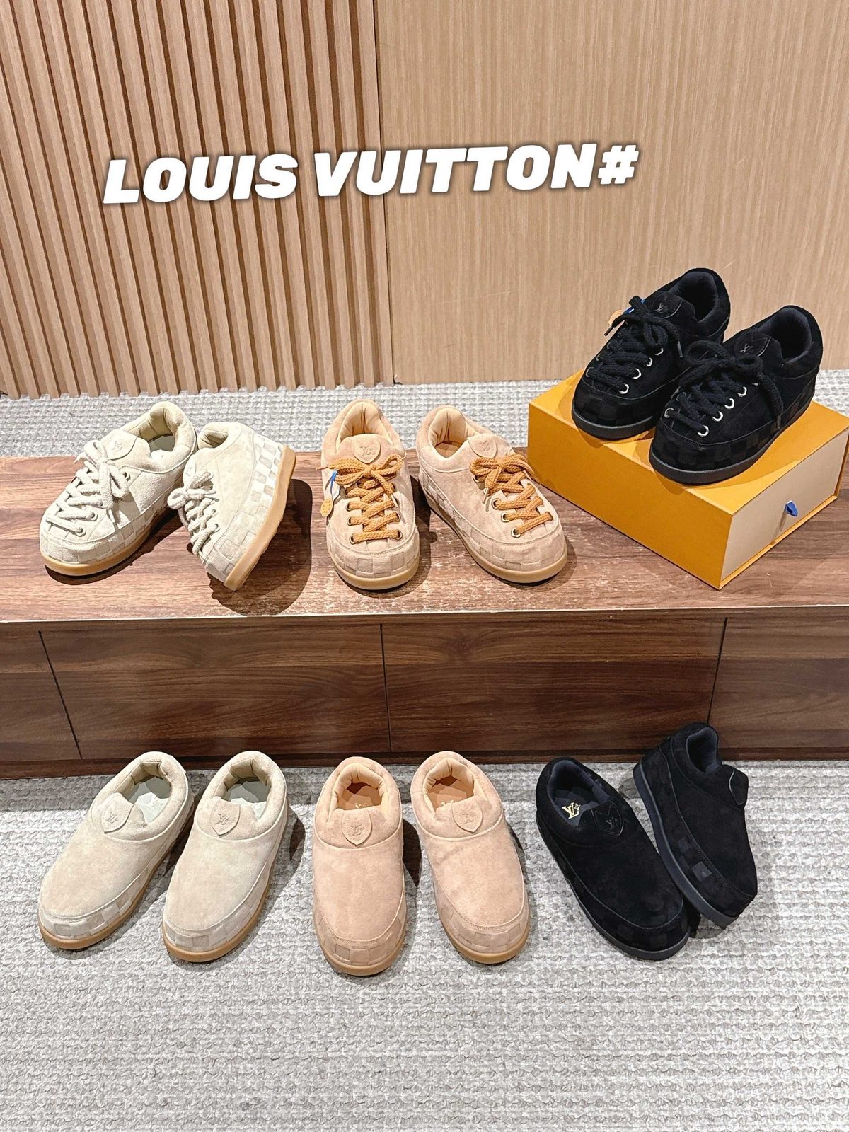 Louis Vuitton Cream Suede Platform Sneakers