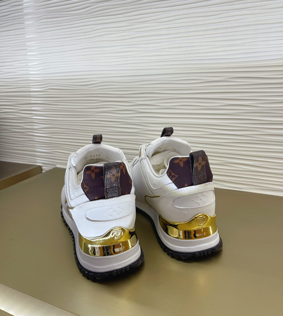 Louis Vuitton White Gold Leather Sneaker