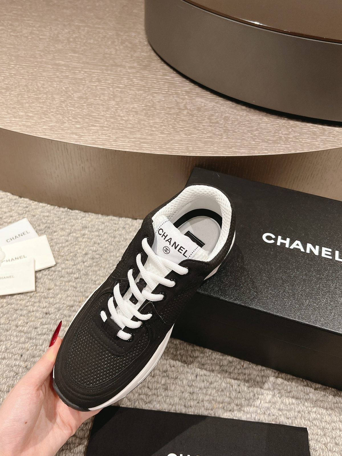 Chanel Black and White Low-Top Sneakers