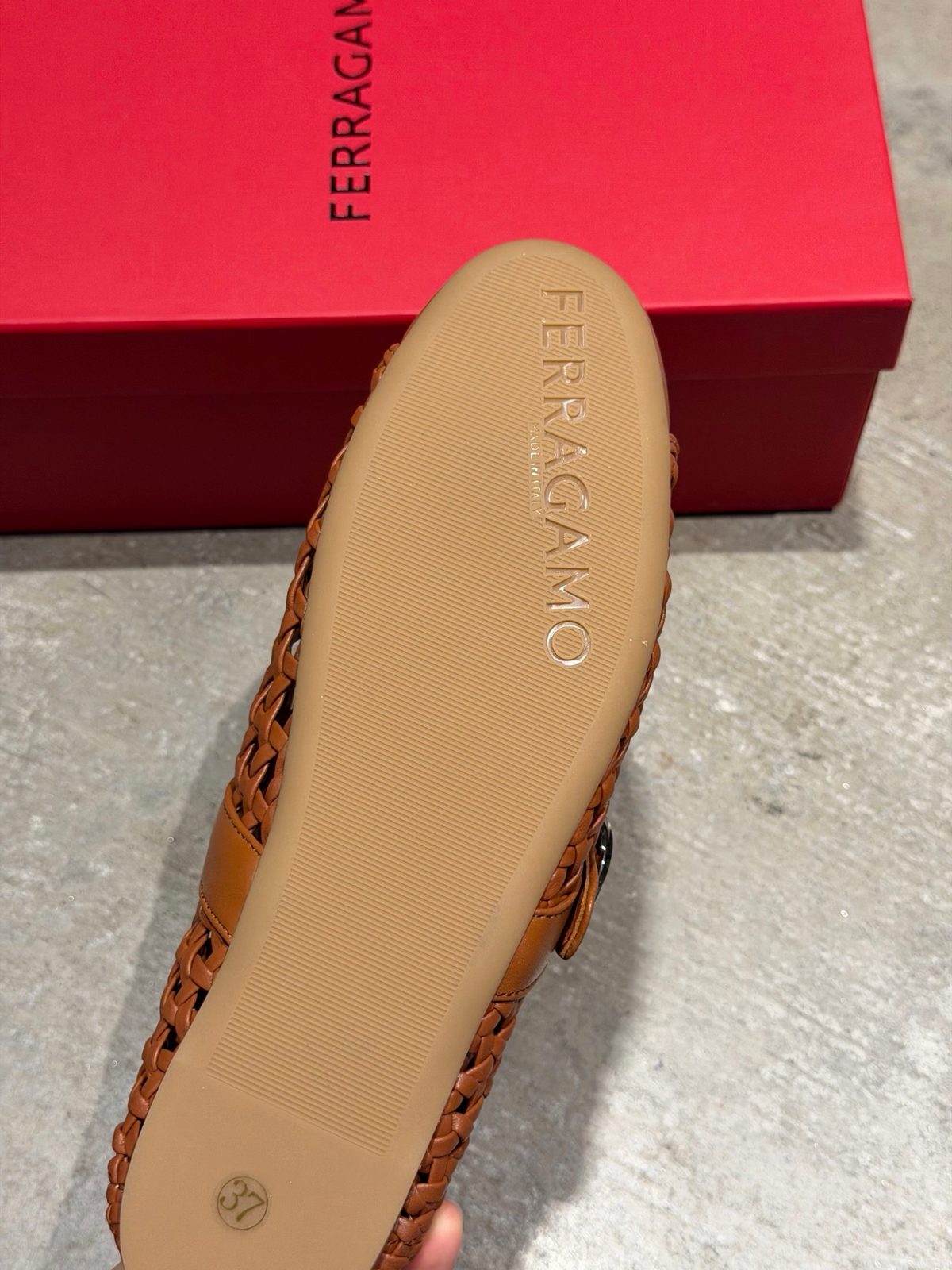 Ferragamo Woven Leather Loafer with Gancini Detail