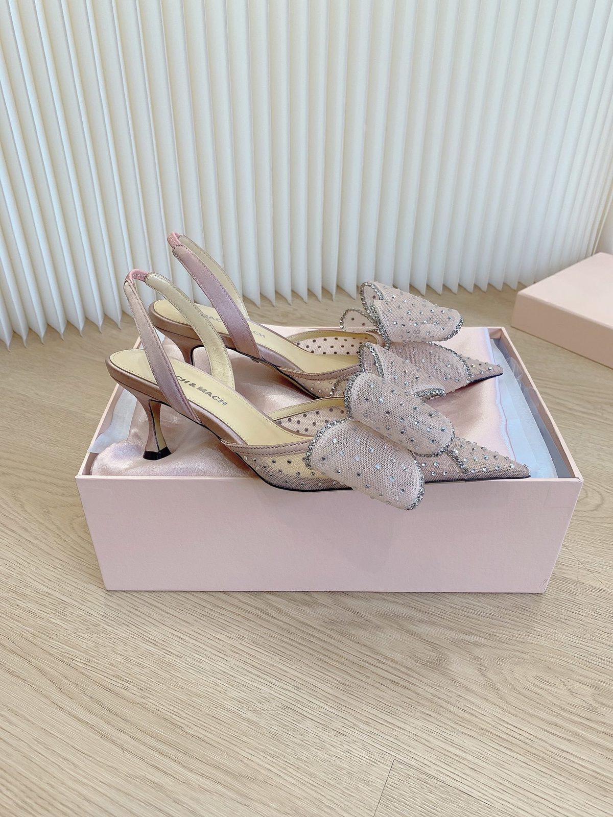 Badgley Mischka Embellished Bow Slingback Heels