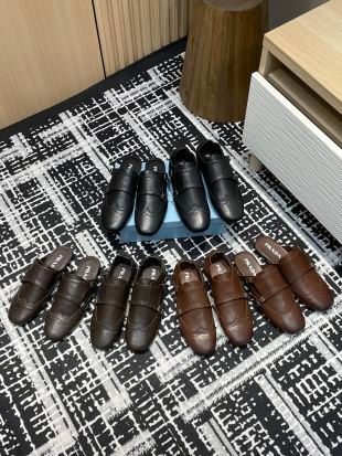 Prada Milano Brogue Leather Mule Slippers