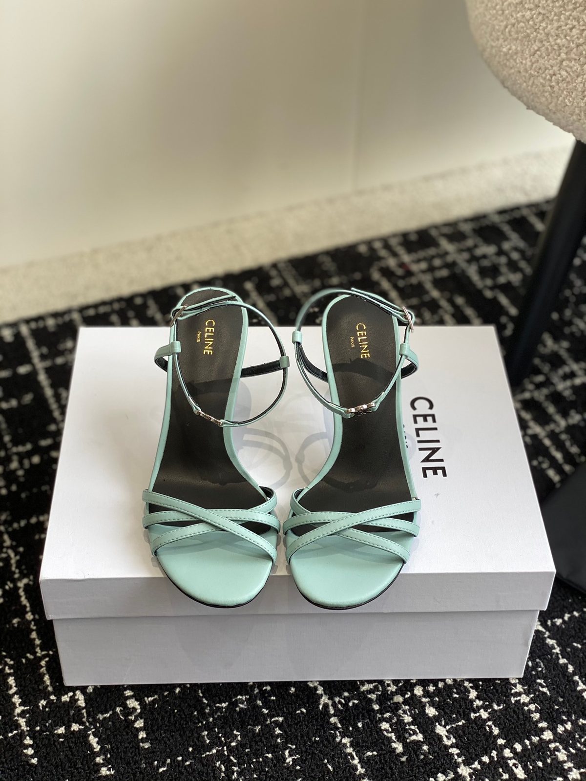 Celine Leather Strappy Heeled Sandals