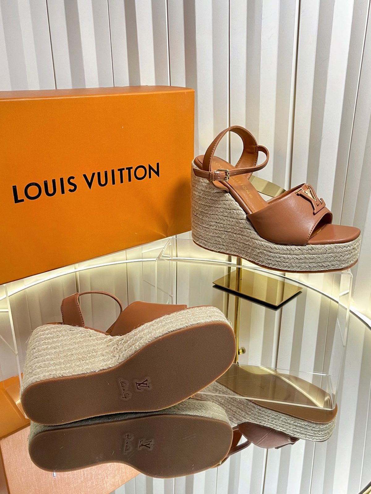 Louis Vuitton Leather Espadrille Platform Sandal
