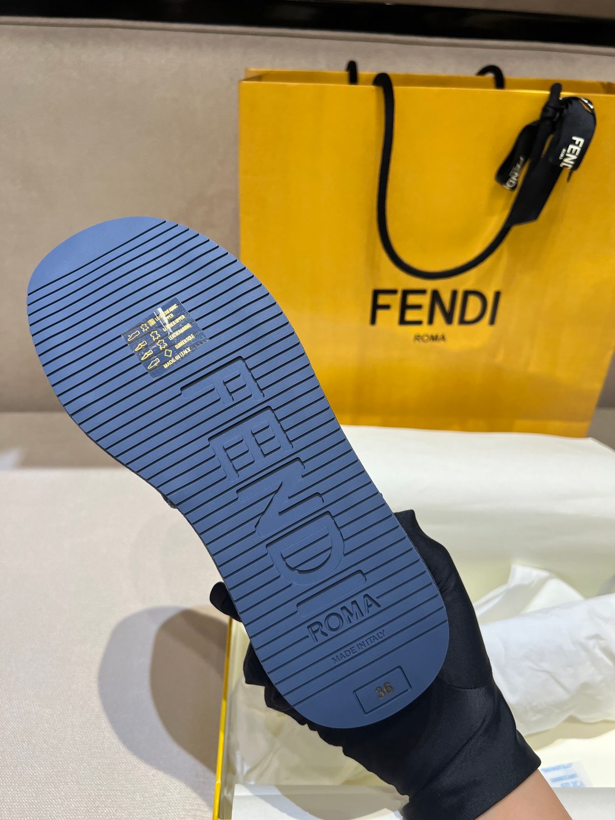 Fendi Denim Platform Slide Sandal