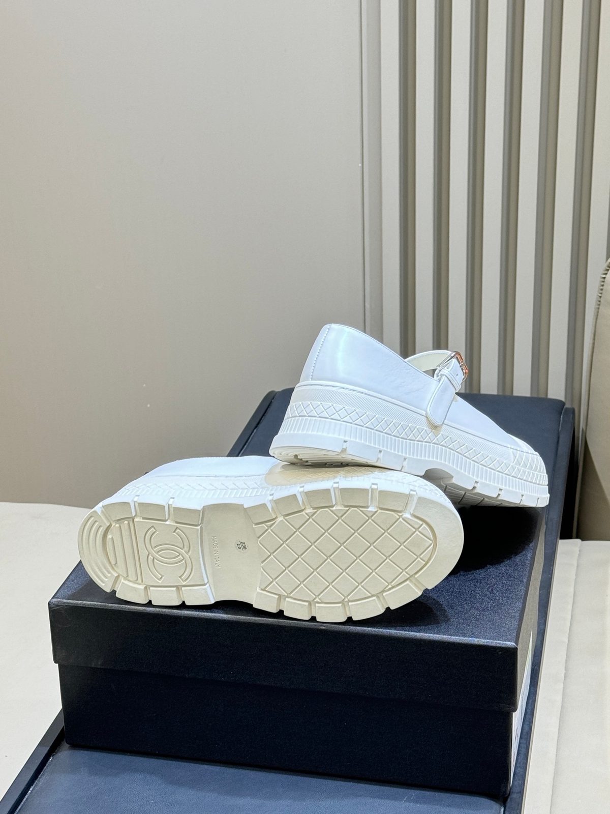 Chanel White Leather Mary Jane Loafers