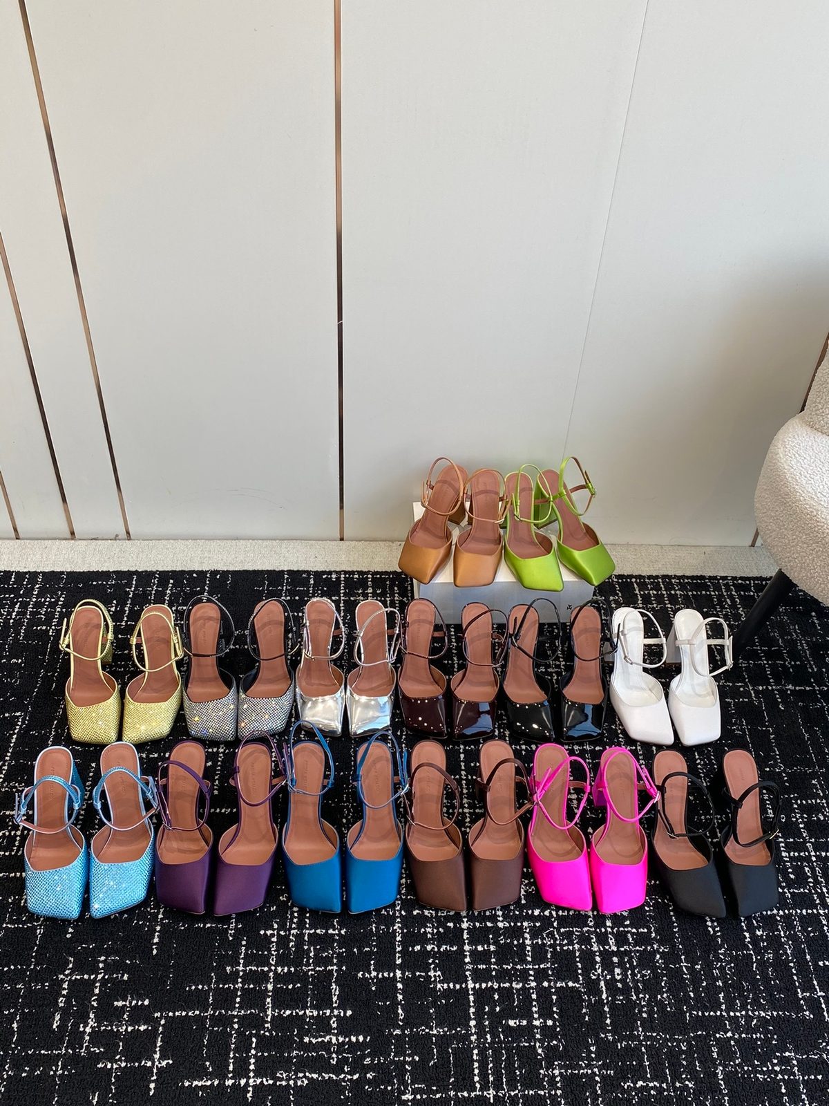 Amina Muaddi Crystal Embellished Slingback Pumps
