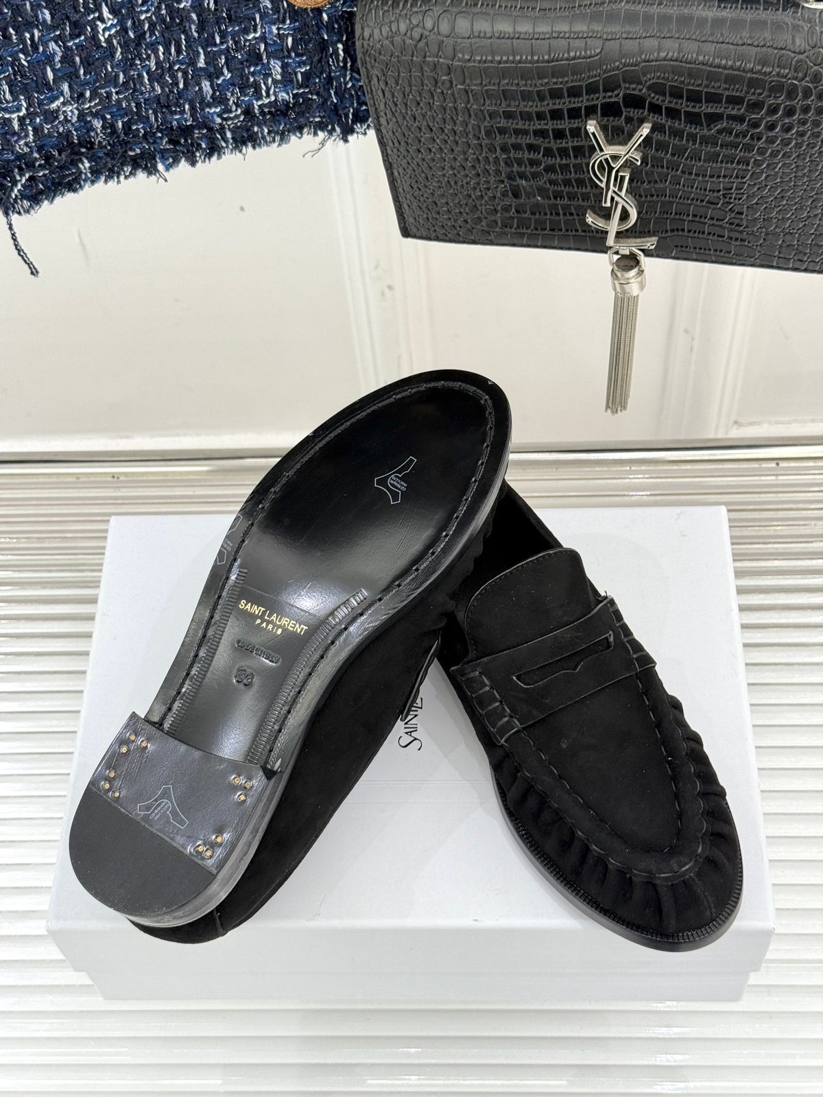 Saint Laurent Black Suede Loafer Moccasin